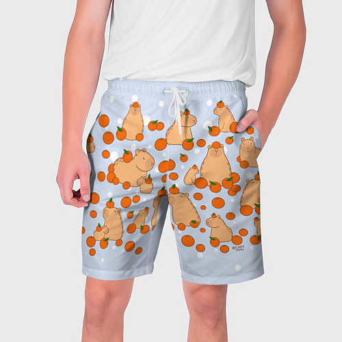 Мужские шорты Мем капибара и мандарины / 3D-принт – фото 1
