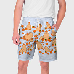 Шорты на шнурке мужские Мем капибара и мандарины, цвет: 3D-принт