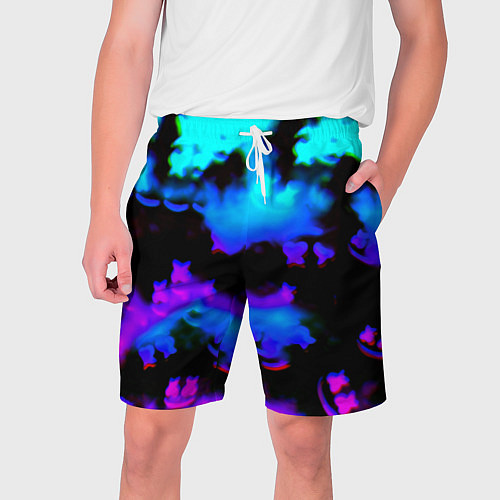 Мужские шорты Marshmello neon space / 3D-принт – фото 1