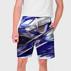 Шорты на шнурке мужские Синие и белые полосы абстракции, цвет: 3D-принт