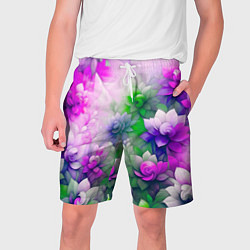 Шорты на шнурке мужские Паттерн цветов, цвет: 3D-принт