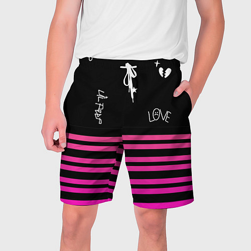 Мужские шорты Lil Peep розовые полосы / 3D-принт – фото 1