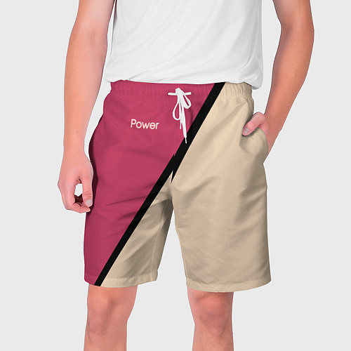Мужские шорты Power бежево-розовый / 3D-принт – фото 1