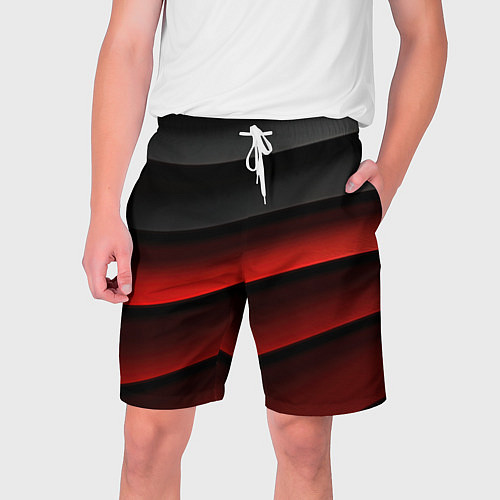 Мужские шорты Черно-красный объемный градиент / 3D-принт – фото 1