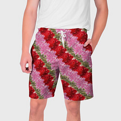Шорты на шнурке мужские Фон с лилиями и розами, цвет: 3D-принт
