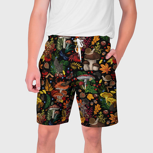 Мужские шорты Фон с лесными грибами / 3D-принт – фото 1