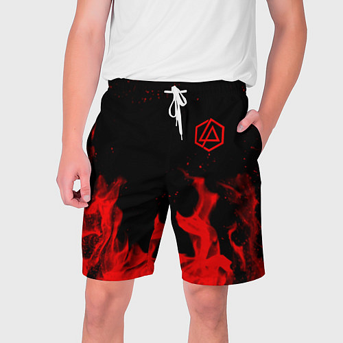 Мужские шорты Linkin Park красный огонь лого / 3D-принт – фото 1