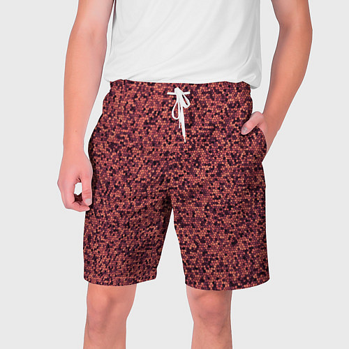 Мужские шорты Паттерн мелкая мозаика тёмно-розовый / 3D-принт – фото 1
