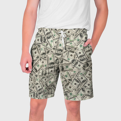 Мужские шорты Деньги - 100 долларовые купюры / 3D-принт – фото 1