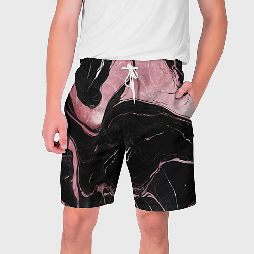 Мужские шорты Черно-розовый мрамор / 3D-принт – фото 1