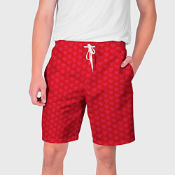 Шорты на шнурке мужские Красные сердечки на красном фоне, цвет: 3D-принт
