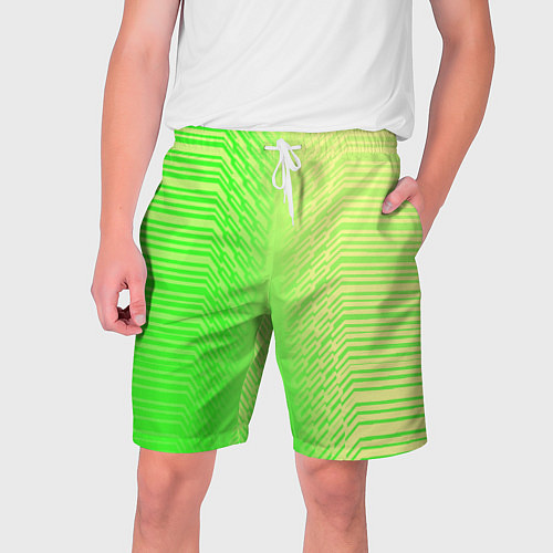 Мужские шорты Зелёные градиентные линии / 3D-принт – фото 1