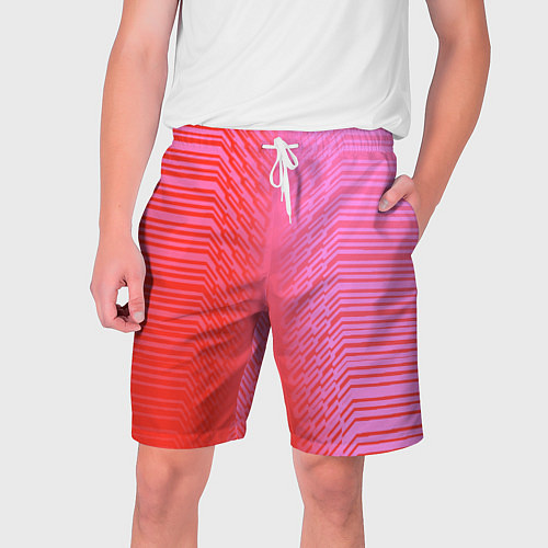 Мужские шорты Красные градиентные линии / 3D-принт – фото 1
