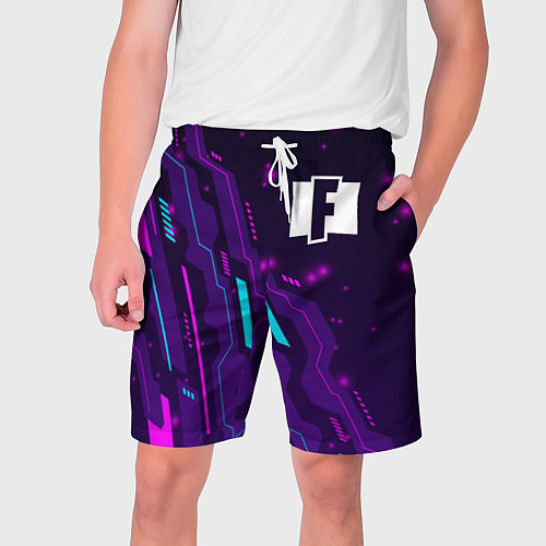Мужские шорты Fortnite neon gaming / 3D-принт – фото 1