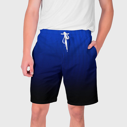 Мужские шорты Полосатый градиент сине-чёрный / 3D-принт – фото 1