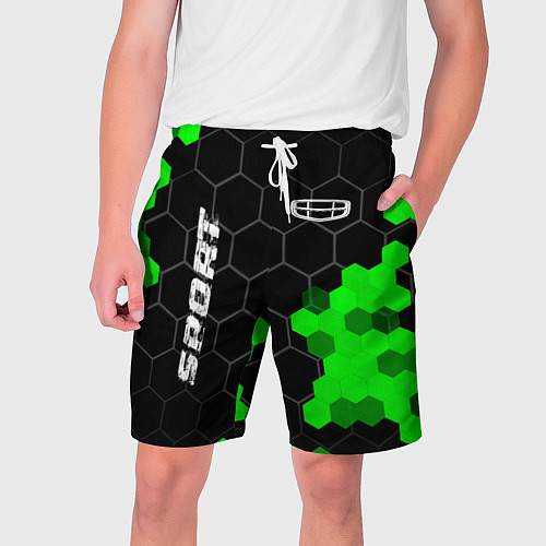 Мужские шорты Geely green sport hexagon / 3D-принт – фото 1