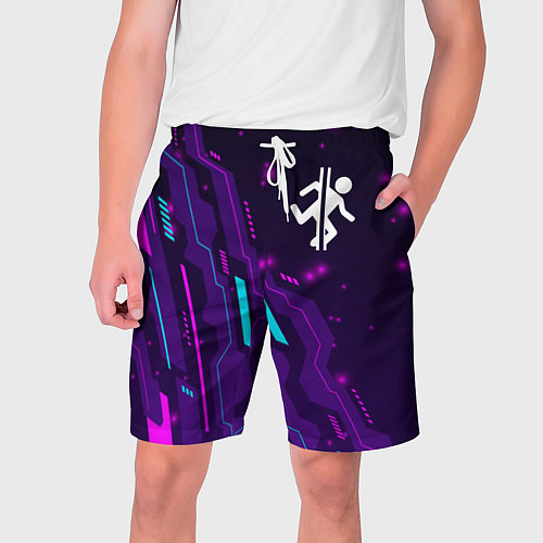 Мужские шорты Portal neon gaming / 3D-принт – фото 1