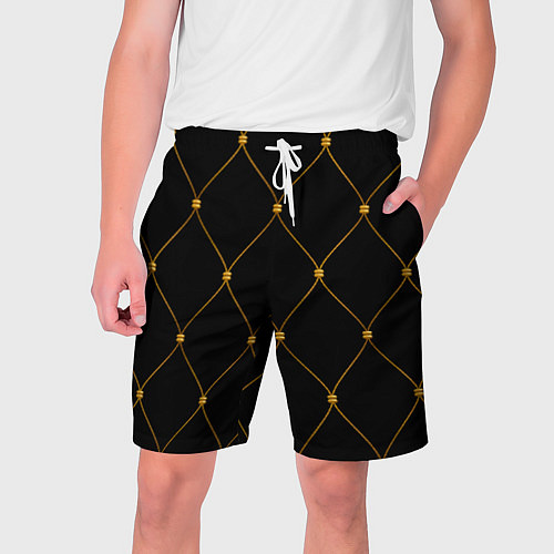 Мужские шорты Желтая сетка на черном / 3D-принт – фото 1