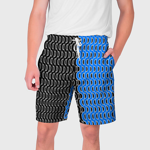 Мужские шорты Чёрно-синий паттерн с белой обводкой / 3D-принт – фото 1