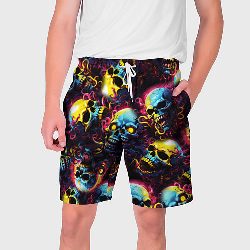 Мужские шорты Разноцветные черепушки с щупальцами / 3D-принт – фото 1