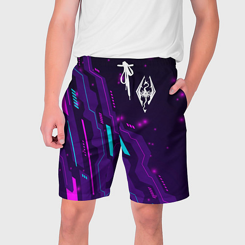 Мужские шорты Skyrim neon gaming / 3D-принт – фото 1