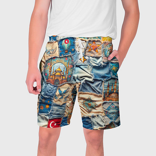 Мужские шорты Джинсы в Турции - пэчворк / 3D-принт – фото 1
