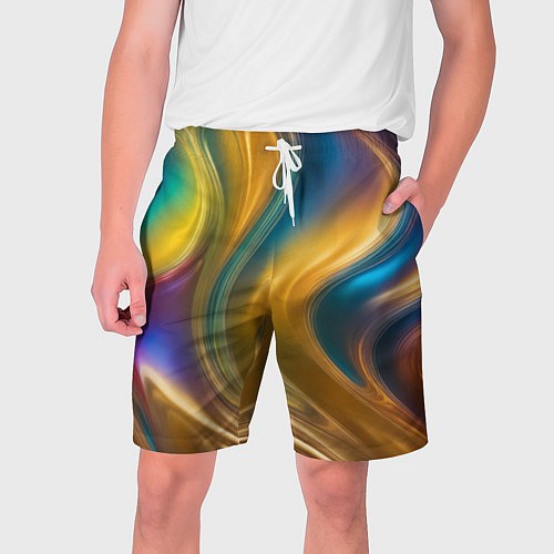 Мужские шорты Жидкий разноцветный металл / 3D-принт – фото 1