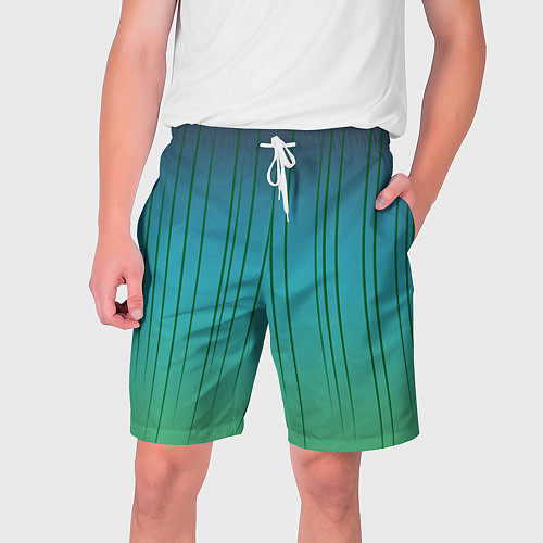 Мужские шорты Хаотичные зеленые линии / 3D-принт – фото 1
