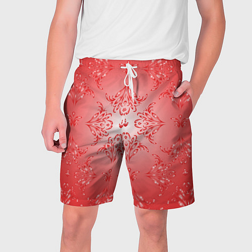 Мужские шорты Красный симметричный узор / 3D-принт – фото 1