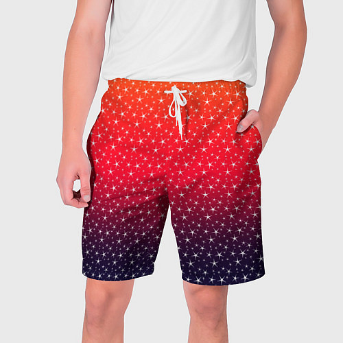 Мужские шорты Градиент оранжево-фиолетовый со звёздочками / 3D-принт – фото 1