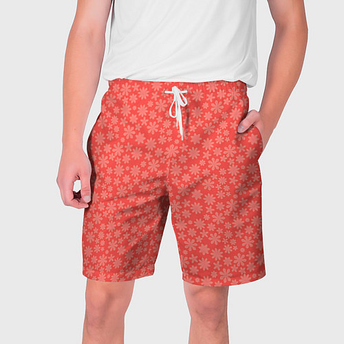 Мужские шорты Коралловый в цветочек паттерн / 3D-принт – фото 1