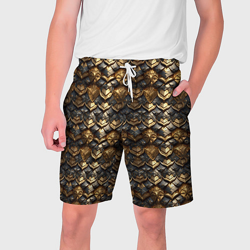 Мужские шорты Золотистая текстурная броня / 3D-принт – фото 1