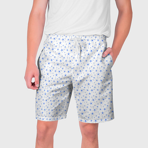Мужские шорты Белый с голубыми звёздочками / 3D-принт – фото 1
