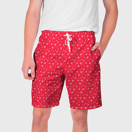 Мужские шорты Розово-красный со звёздочками / 3D-принт – фото 1