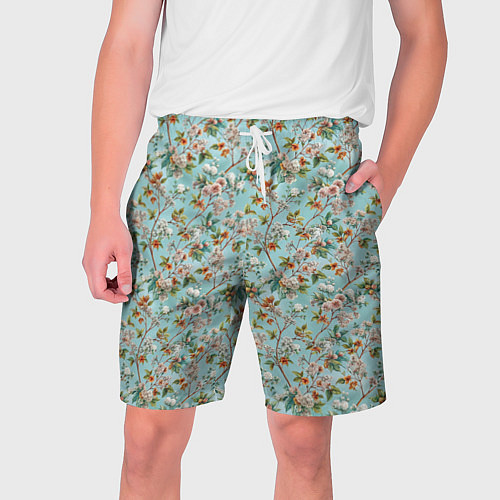 Мужские шорты Паттерн цветочный из сирени / 3D-принт – фото 1