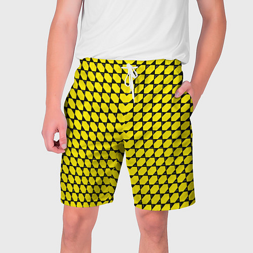 Мужские шорты Жёлтые лепестки шестиугольники / 3D-принт – фото 1