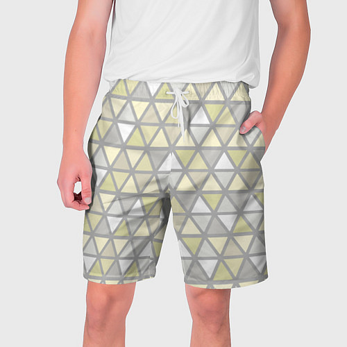 Мужские шорты Паттерн геометрия светлый жёлто-серый / 3D-принт – фото 1