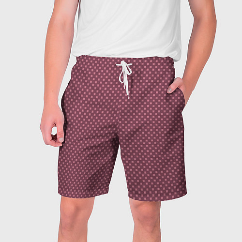 Мужские шорты Приглушённый тёмно-розовый паттерн квадратики / 3D-принт – фото 1