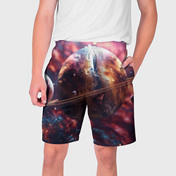 Шорты на шнурке мужские Объемный космос и планеты, цвет: 3D-принт