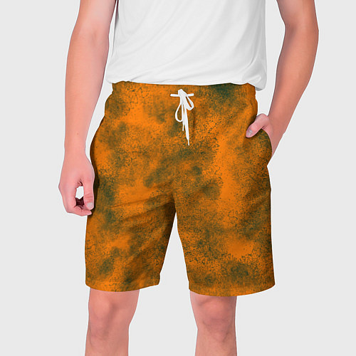 Мужские шорты Оранжевый в зеленых пятнах / 3D-принт – фото 1