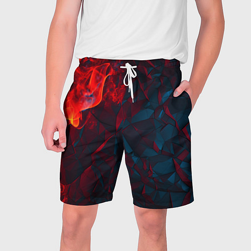 Мужские шорты Темная абстракция с разломом красных плит / 3D-принт – фото 1