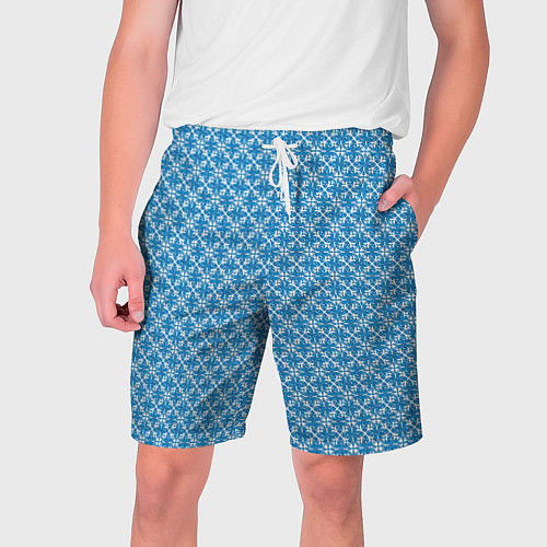 Мужские шорты Сине-белый узорчатый / 3D-принт – фото 1