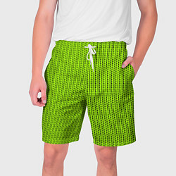 Шорты на шнурке мужские Ярко-зелёный в маленькие чёрные полоски, цвет: 3D-принт