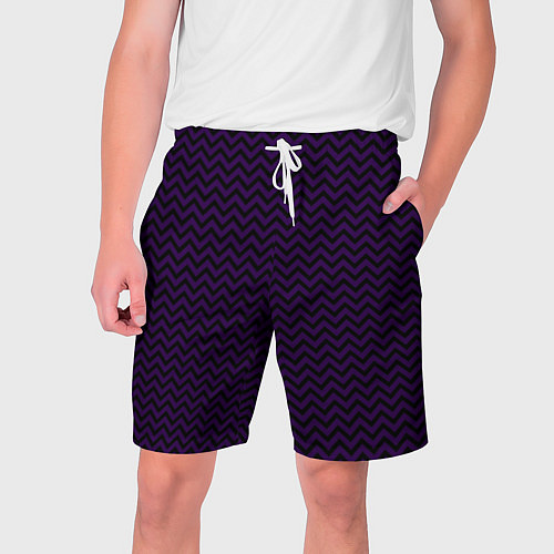 Мужские шорты Чёрно-фиолетовый ломаные полосы / 3D-принт – фото 1