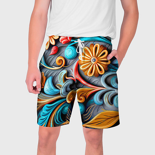 Мужские шорты Растительный узор - нейросеть / 3D-принт – фото 1