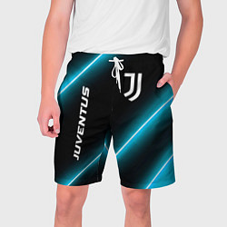 Шорты на шнурке мужские Juventus неоновые лампы, цвет: 3D-принт
