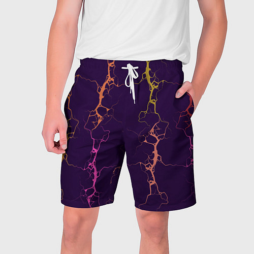 Мужские шорты Молнии на пурпурном / 3D-принт – фото 1