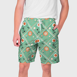 Мужские шорты Зеленый цветочный - ретро