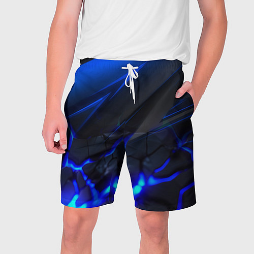 Мужские шорты Синяя абстракция с плитами / 3D-принт – фото 1