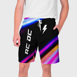 Шорты на шнурке мужские AC DC neon rock lights, цвет: 3D-принт